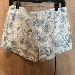 Joie Floral Lace Overlay Shorts White Blue Size 2